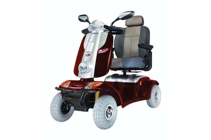 elektromobil des Herstellers Kymco, Modell foehr-for-u. In den Farben Rot/Silber