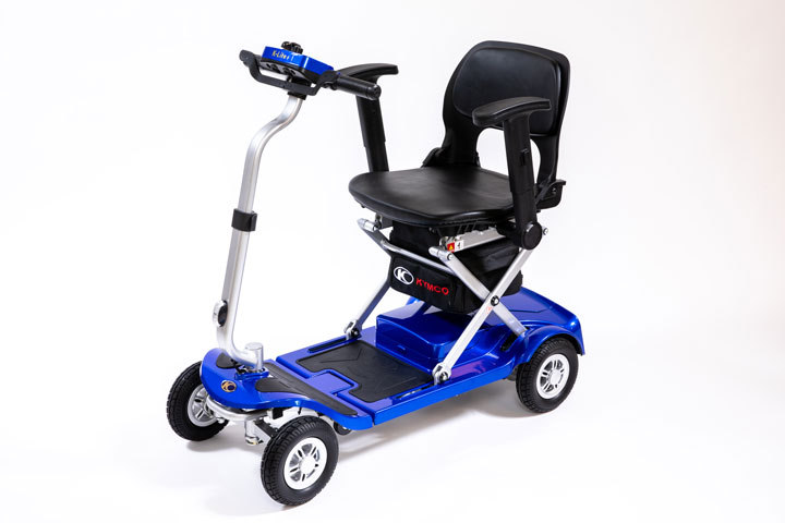 Senioren Elektromobil Kymco Lite LE-blau, Ladepanel, Ladesteckdose am Heck